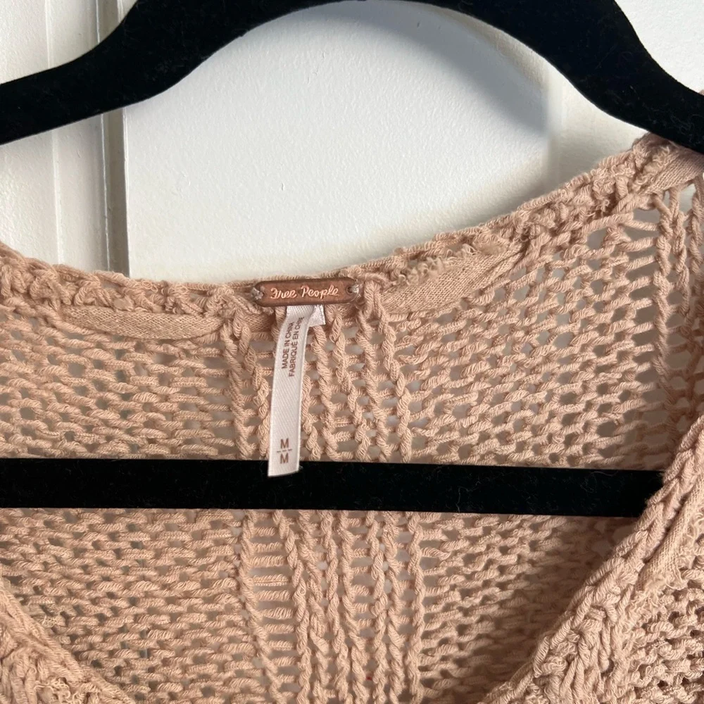 Free People Beige Cable Knit Cardigan size M - Picture 2 of 3